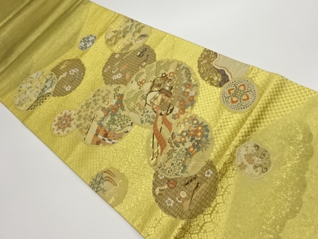 JAPANESE FUKURO OBI / MATELASSE / WOVEN BUTTERFLY & CARRIAGE